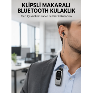 Klipsli Tasarımlı Bluetooth Kulaklık Uzun Pil Ömrü