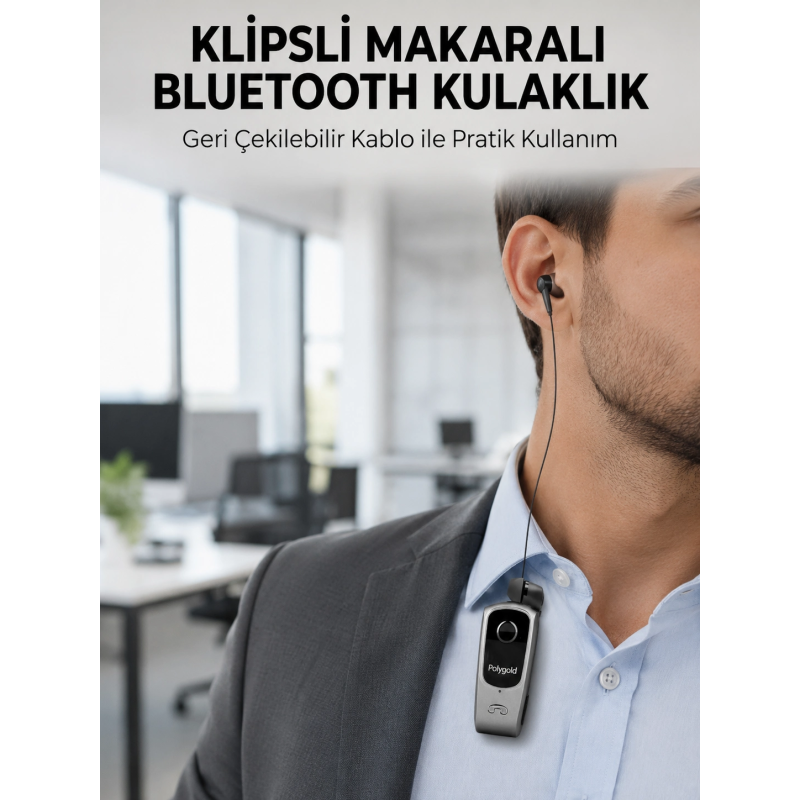 Klipsli Tasarımlı Bluetooth Kulaklık Uzun Pil Ömrü Klipsli Tasarımlı Bluetooth Kulaklık Uzun Pil Ömrü