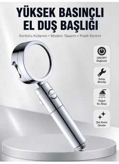 Kolay Montajlı 3 Modlu Yüksek Basınç Duş Başlığı