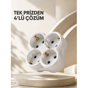 Kompakt 4’lü Priz Adaptörü Ev Ofis İçin Kablosuz Priz Çoğaltma Atı
