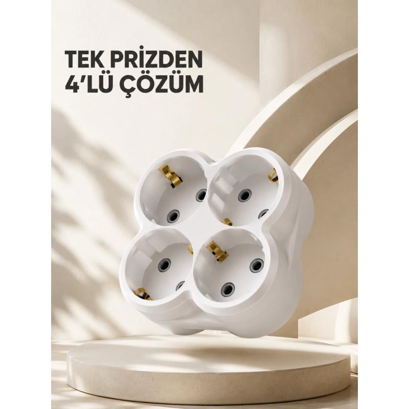 Kompakt 4’lü Priz Adaptörü Ev Ofis İçin Kablosuz Priz Çoğaltma Atı Kompakt 4’lü Priz Adaptörü Ev Ofis İçin Kablosuz Priz Çoğaltma Atı