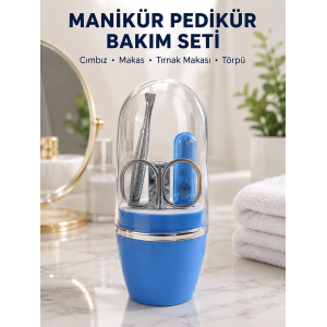 Kompakt Manikür Bakım Seti Mavi Taşınabilir Kişisel Bakım Çantası