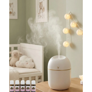 Kompakt Mini Hava Nemlendirici 5 Esans Hediyeli Led Işıklı Usb Aromaterapi Cihazı