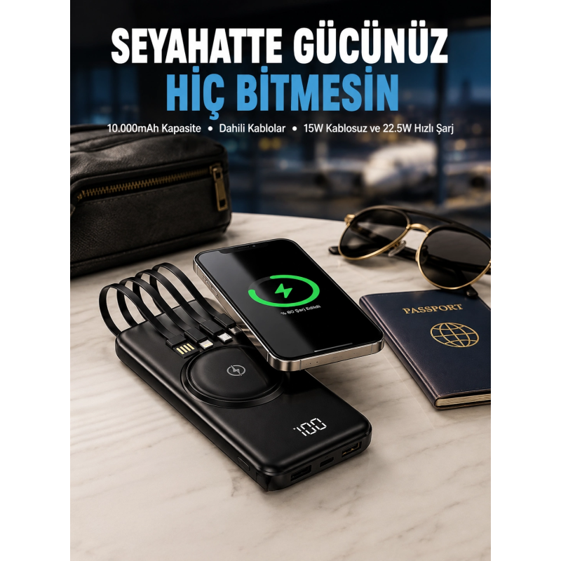 Kompakt Tasarım, Güçlü Performans – 10000mah Kablosuz Powerbank Kompakt Tasarım, Güçlü Performans – 10000mah Kablosuz Powerbank