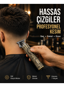 Kompakt Tasarımlı, Güçlü Motorlu Saç Sakal Kesme Makinesi Ve 4 Kılavuz Tarak
