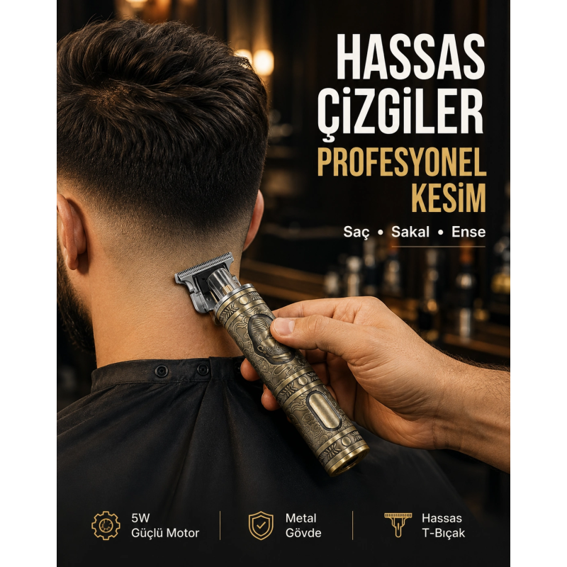 Kompakt Tasarımlı, Güçlü Motorlu Saç Sakal Kesme Makinesi Ve 4 Kılavuz Tarak Kompakt Tasarımlı, Güçlü Motorlu Saç Sakal Kesme Makinesi Ve 4 Kılavuz Tarak