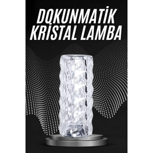 Kristal Lamba Masa Lambası Şarjlı Masa Lambası Dokunmatik Sensör Usb Şarjlı