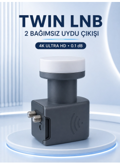 Ku Band Twin Lnb Çift Çıkış 4k Ultra Hd Destekli 0.1 Db Uydu Anten Lnb