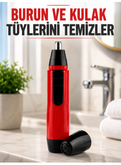 Kulak Burun Tüy Temizleme Makinası Pilli Kırmızı Ergonomik Yeni Nesil