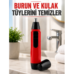 Kulak Burun Tüy Temizleme Makinası Pilli Kırmızı Ergonomik Yeni Nesil