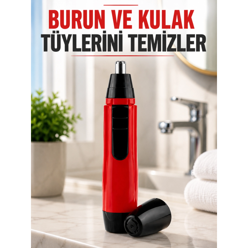 Kulak Burun Tüy Temizleme Makinası Pilli Kırmızı Ergonomik Yeni Nesil Kulak Burun Tüy Temizleme Makinası Pilli Kırmızı Ergonomik Yeni Nesil
