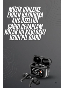 Kulak İçi Bluetooth Kulaklık Ekranlı Müzik Dinleme Çağrı Cevaplama Siyah