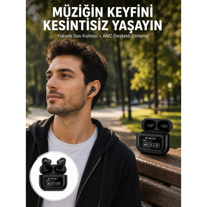 Kulak İçi Bluetooth Kulaklık Ekranlı Müzik Dinleme Çağrı Cevaplama Siyah Yeni Nesil Kulak İçi Bluetooth Kulaklık Ekranlı Müzik Dinleme Çağrı Cevaplama Siyah Yeni Nesil