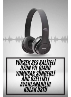 Kulak Üstü Bluetooth Kulaklık Yüksek Ses Kaliteli Ayarlanabilir