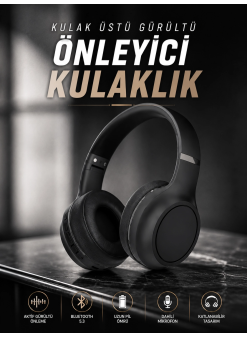 Kulak Üstü Kablosuz Bluetooth Kulaklık Gürültü Önleyici Ayarlanabilir