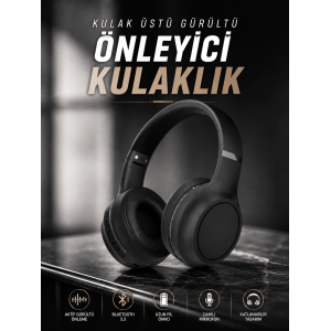 Kulak Üstü Kablosuz Bluetooth Kulaklık Gürültü Önleyici Ayarlanabilir