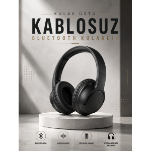 Kulak Üstü Kablosuz Bluetooth Kulaklık Yüksek Ses Kaliteli Anc Özelliği