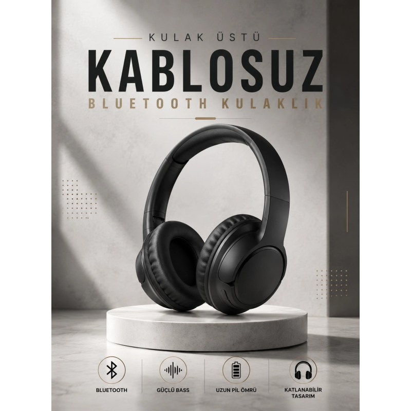Kulak Üstü Kablosuz Bluetooth Kulaklık Yüksek Ses Kaliteli Anc Özelliği Kulak Üstü Kablosuz Bluetooth Kulaklık Yüksek Ses Kaliteli Anc Özelliği