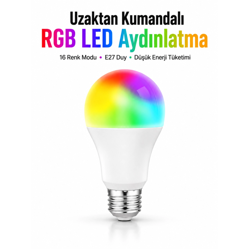 Kumanda Destekli Çok Renkli Akıllı Led Ampul Kumanda Destekli Çok Renkli Akıllı Led Ampul