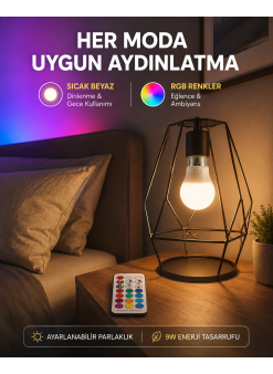 Kumanda Destekli Çok Renkli Akıllı Led Ampul Yeni Nesil
