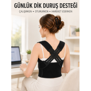Lastikli Dik Duruş Korsesi Ayarlanabilir Sırt Omuz Ve Bel Destek Korsesi