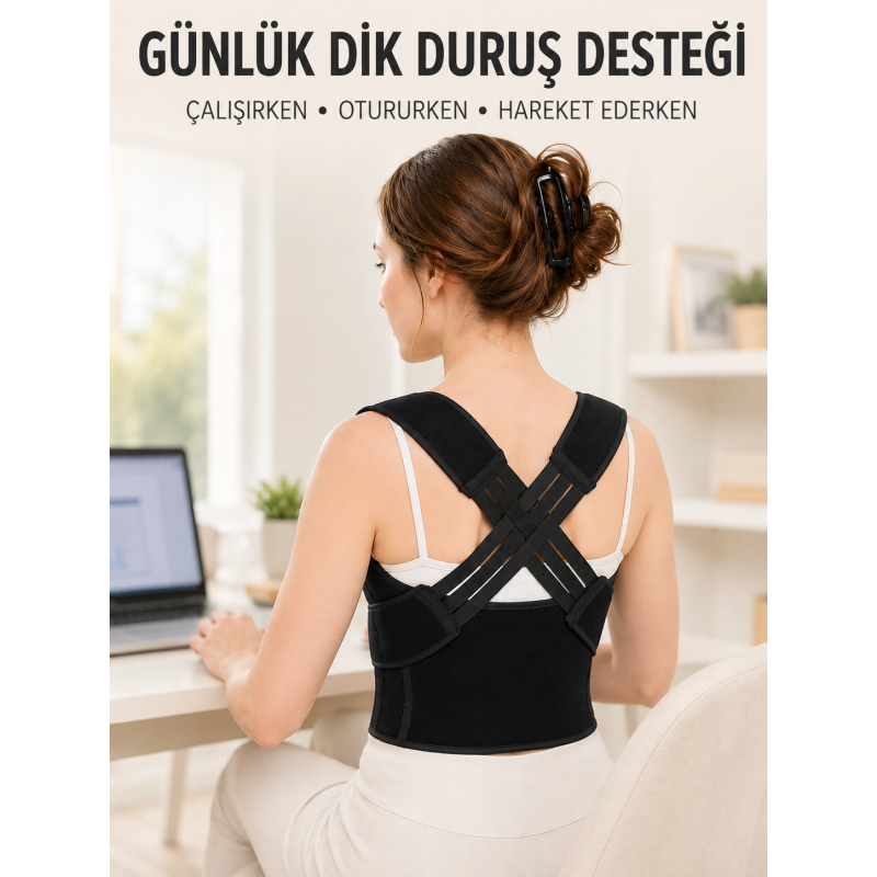 Lastikli Dik Duruş Korsesi Ayarlanabilir Sırt Omuz Ve Bel Destek Korsesi Lastikli Dik Duruş Korsesi Ayarlanabilir Sırt Omuz Ve Bel Destek Korsesi