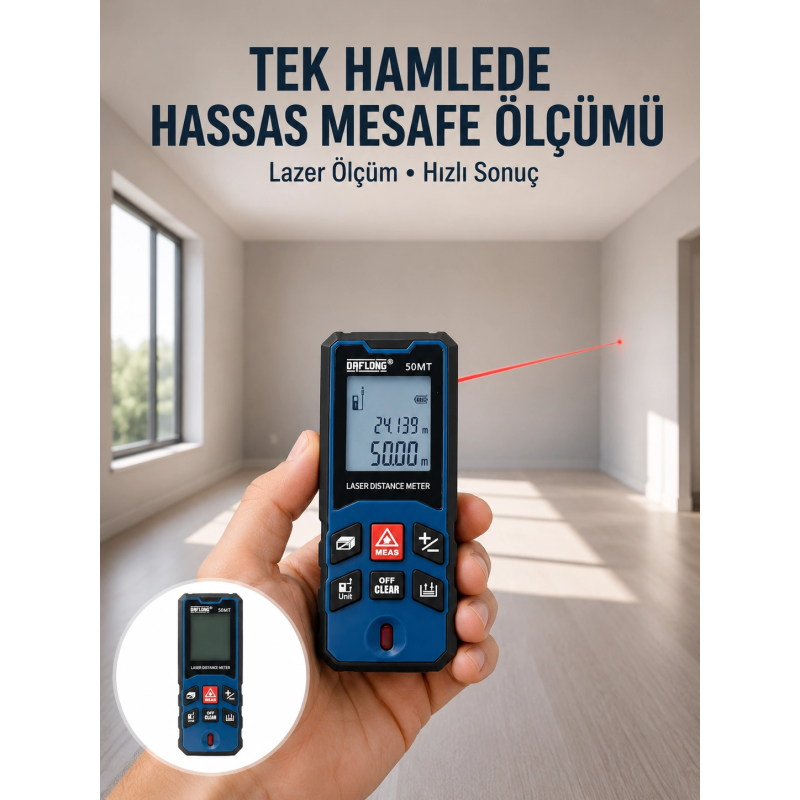 Lazer Metre 50 Mt Hassas Ve Hızlı Ölçüm Özellikli Yeni Nesil Lazer Metre 50 Mt Hassas Ve Hızlı Ölçüm Özellikli Yeni Nesil