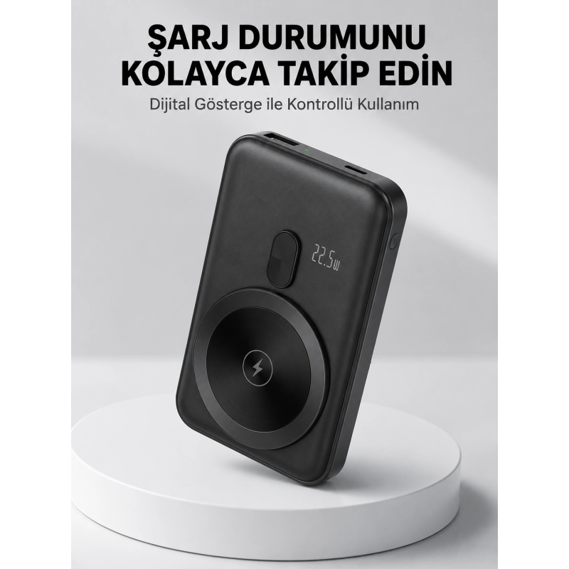 Lcd Ekranlı Kablosuz Powerbank Type C Ve Usb Çıkışlı Yeni Nesil Lcd Ekranlı Kablosuz Powerbank Type C Ve Usb Çıkışlı Yeni Nesil