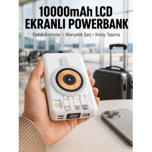 Lcd Göstergeli Manyetik Powerbank Type C Usb Girişli Yeni Nesil