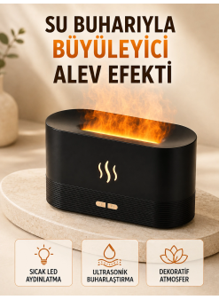 Led Alev Efektli Hava Nemlendirici 9 12 Saat Kullanımlı Aroma Difüzörü