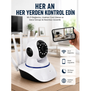 Led Aydınlatmalı 5 Antenli Motorlu 1080p Wifi Kamera Sensörlü Yeni Nesil