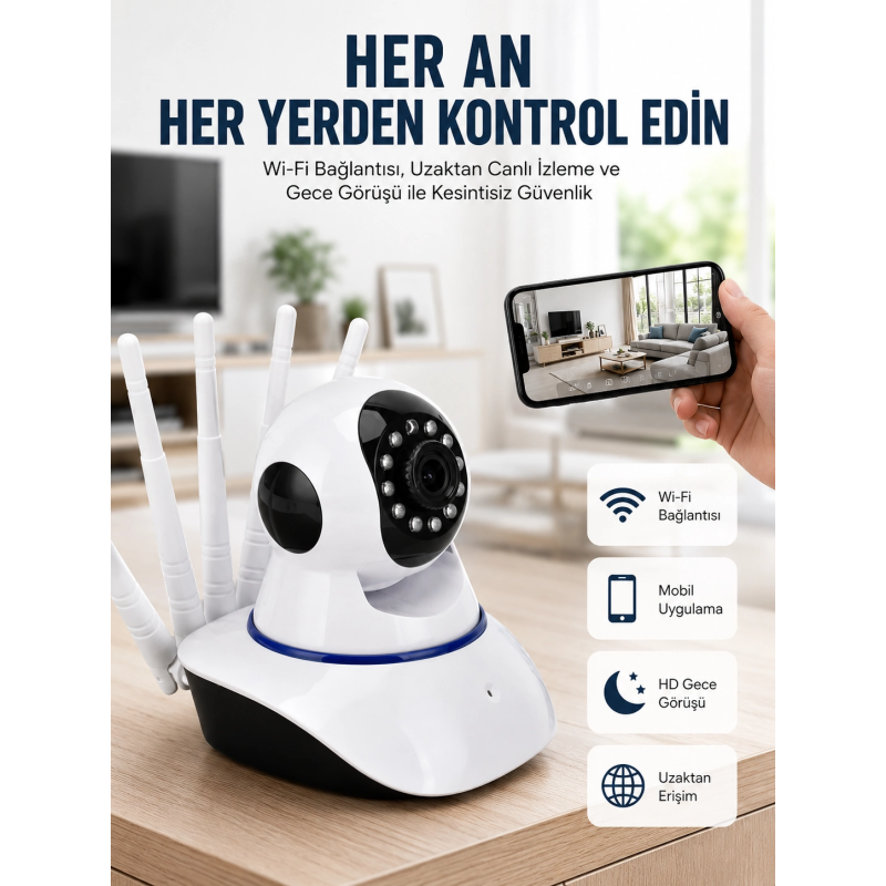 Led Aydınlatmalı 5 Antenli Motorlu 1080p Wifi Kamera Sensörlü Yeni Nesil Led Aydınlatmalı 5 Antenli Motorlu 1080p Wifi Kamera Sensörlü Yeni Nesil