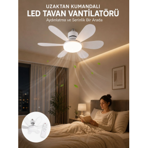 Led Aydınlatmalı Tavan Vantilatörü Güçlü Hava Sirkülasyonu Sağlayan Sessiz Motorlu Uzaktan Kumandalı