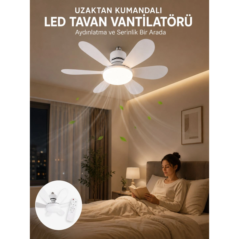 Led Aydınlatmalı Tavan Vantilatörü Güçlü Hava Sirkülasyonu Sağlayan Sessiz Motorlu Uzaktan Kumandalı Led Aydınlatmalı Tavan Vantilatörü Güçlü Hava Sirkülasyonu Sağlayan Sessiz Motorlu Uzaktan Kumandalı