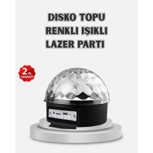 Led Disko Küresi Bluetooth Hoparlörlü Ritimle Senkronize Döner Işıklı
