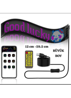 Led Ekran Matrix Panel Cama Yapışan En Büyük Boy 16x96 Led Sayısı Araba Yazısı 12cm-59.5cm