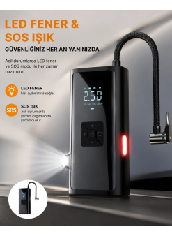 Led Fenerli Ve Sos Işıklı Çok Fonksiyonlu Hava Kompresörü Yeni Nesil