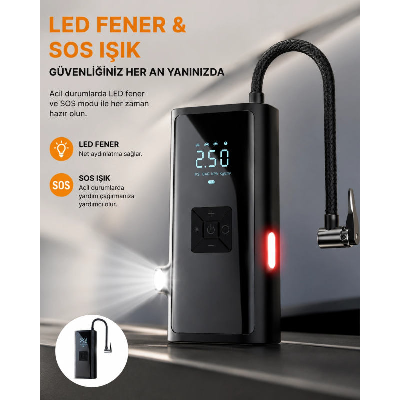Led Fenerli Ve Sos Işıklı Çok Fonksiyonlu Hava Kompresörü Yeni Nesil Led Fenerli Ve Sos Işıklı Çok Fonksiyonlu Hava Kompresörü Yeni Nesil