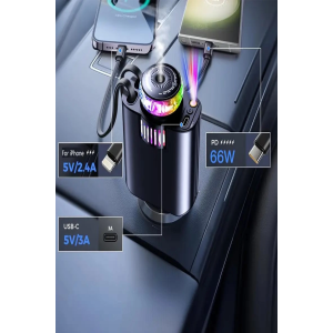 Led Işık Aydınlatmalı 45w Hava Nemlendirici 5’1 Arada Şarj Cihazı Araç İçi Çakmaklık Şarj Aleti