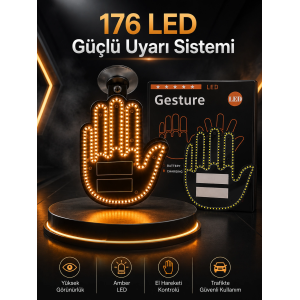 Led Işık El İşareti Araç Camı İçin Uzaktan Kumandalı