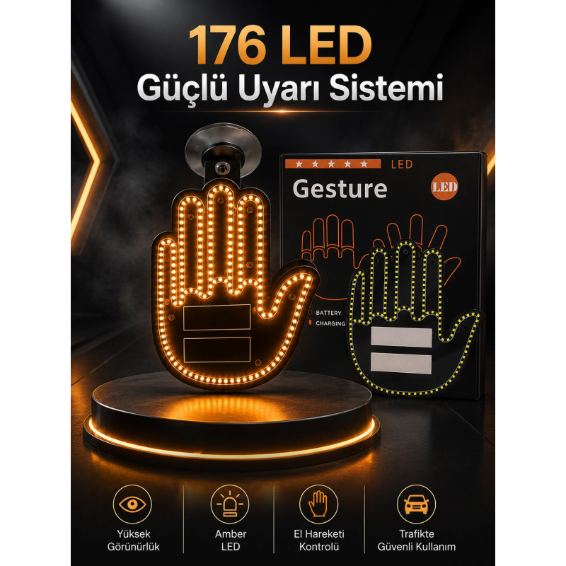Led Işık El İşareti Araç Camı İçin Uzaktan Kumandalı Led Işık El İşareti Araç Camı İçin Uzaktan Kumandalı