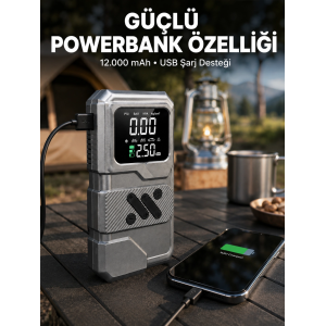 Led Işıklı Akü Takviye Ve Lastik Şişirme Cihazı