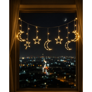 Led Işıklı Ay Yıldız Ramazan Dekoru İç Mekan Süsleme Aydınlatması