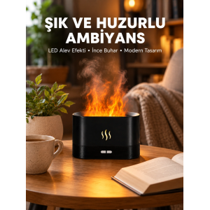 Led Işıklı Buhar Makinesi Alev Efektli Kumandalı Oda Nemlendirici Yeni Nesil