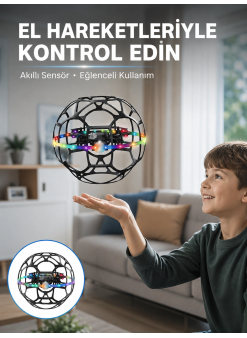 Led Işıklı Futbol Topu Mini Drone Akıllı Sensörlü El Kontrollü