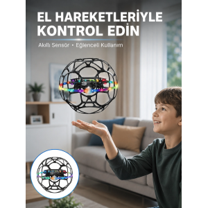 Led Işıklı Futbol Topu Mini Drone Akıllı Sensörlü El Kontrollü