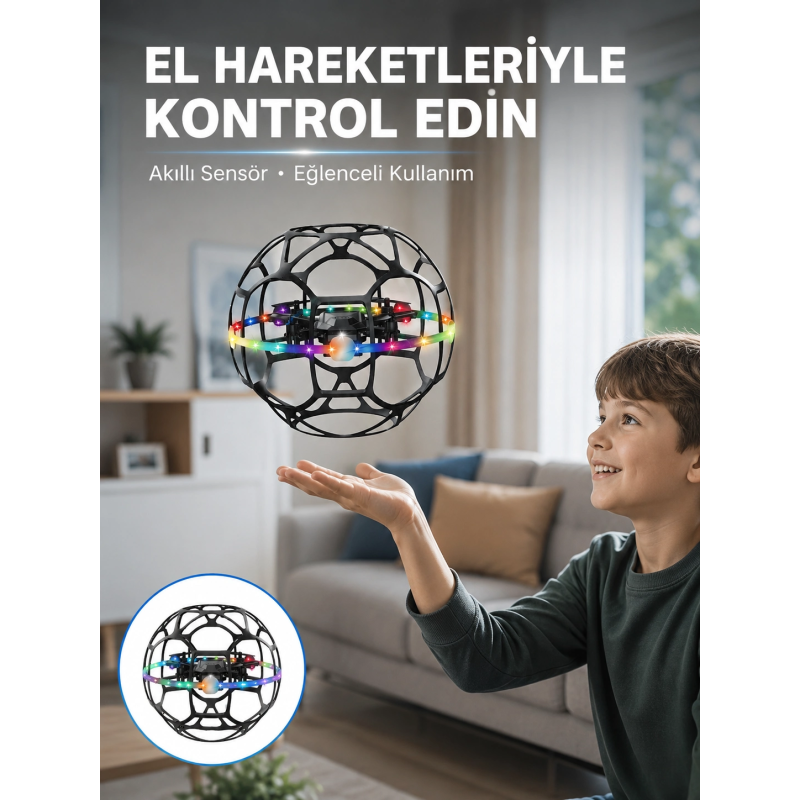 Led Işıklı Futbol Topu Mini Drone Akıllı Sensörlü El Kontrollü Led Işıklı Futbol Topu Mini Drone Akıllı Sensörlü El Kontrollü