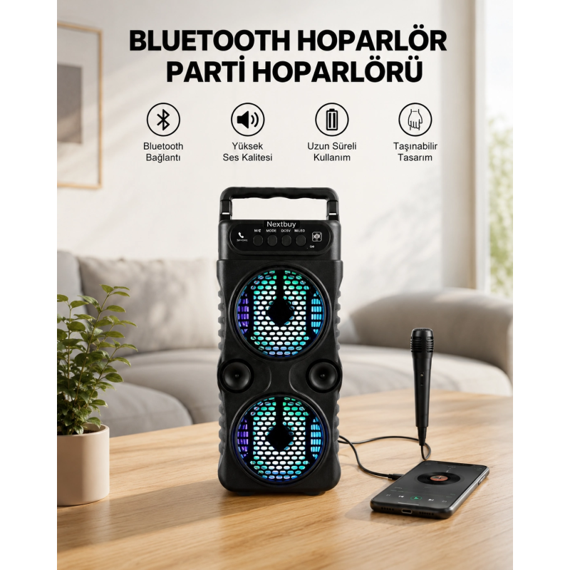 Led Işıklı Kablosuz Bluetooth Hoparlör Yüksek Ses Güçlü Bas Performansı Taşınabilir Şarjlı Led Işıklı Kablosuz Bluetooth Hoparlör Yüksek Ses Güçlü Bas Performansı Taşınabilir Şarjlı