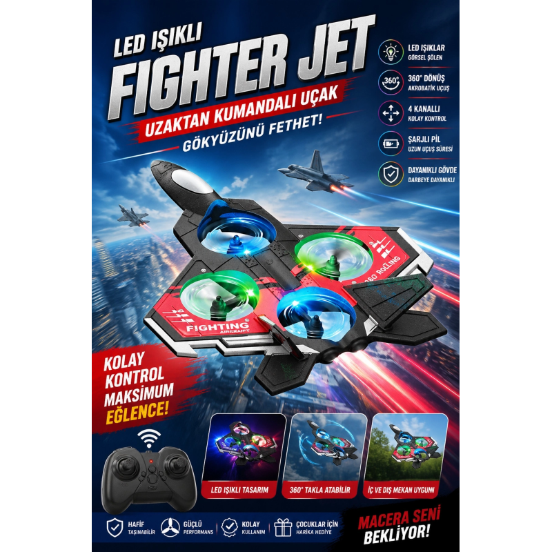 Led Işıklı Oyuncak Drone Fighter Jet Tasarımlı Uzaktan Kumandalı Uçak Led Işıklı Oyuncak Drone Fighter Jet Tasarımlı Uzaktan Kumandalı Uçak