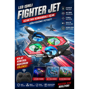 Led Işıklı Oyuncak Drone Fighter Jet Tasarımlı Uzaktan Kumandalı Uçak